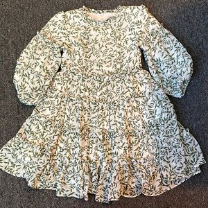Dainty Jewells Leafy Green and Cream Kids Dress